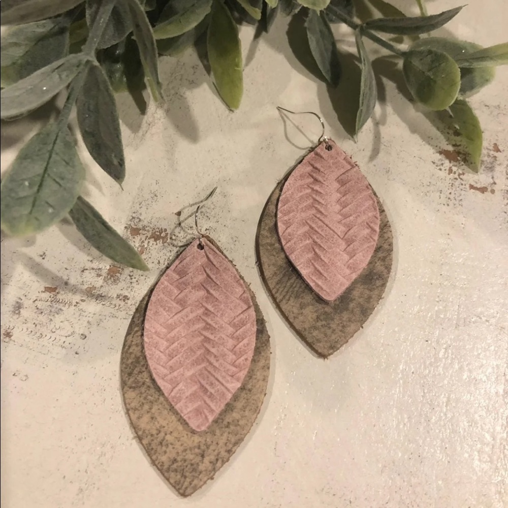 Country Rose Leather Earrings